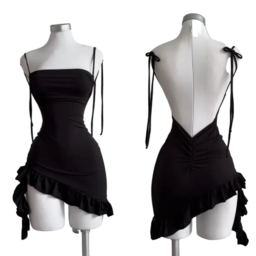 Backless Lace up Dress