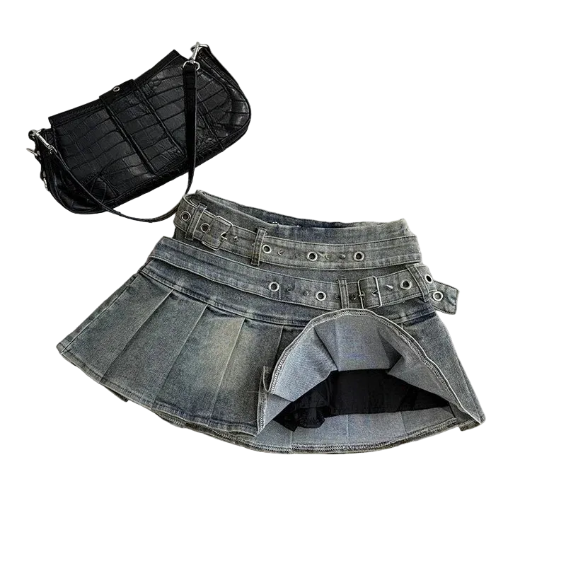 Belt Denim Skirt