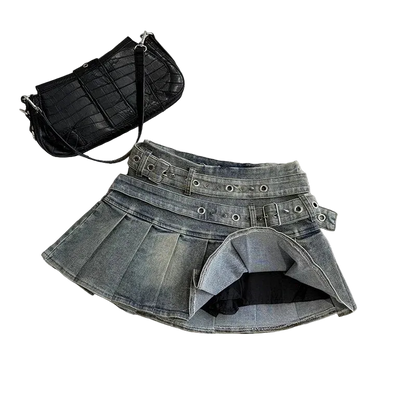 Belt Denim Skirt