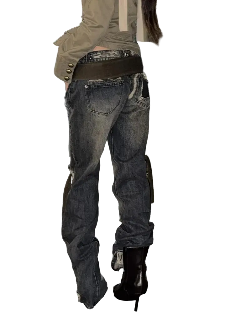 Ripped Rivet Jeans