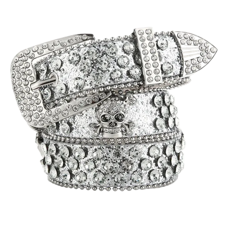 Rhinestone Skull Belt