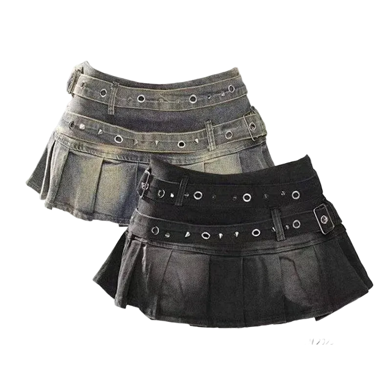 Belt Denim Skirt