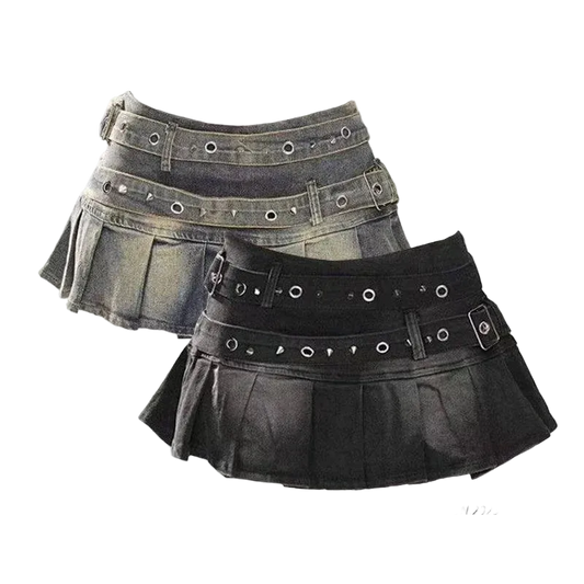 Belt Denim Skirt