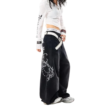 Embroidery Baggy Jeans