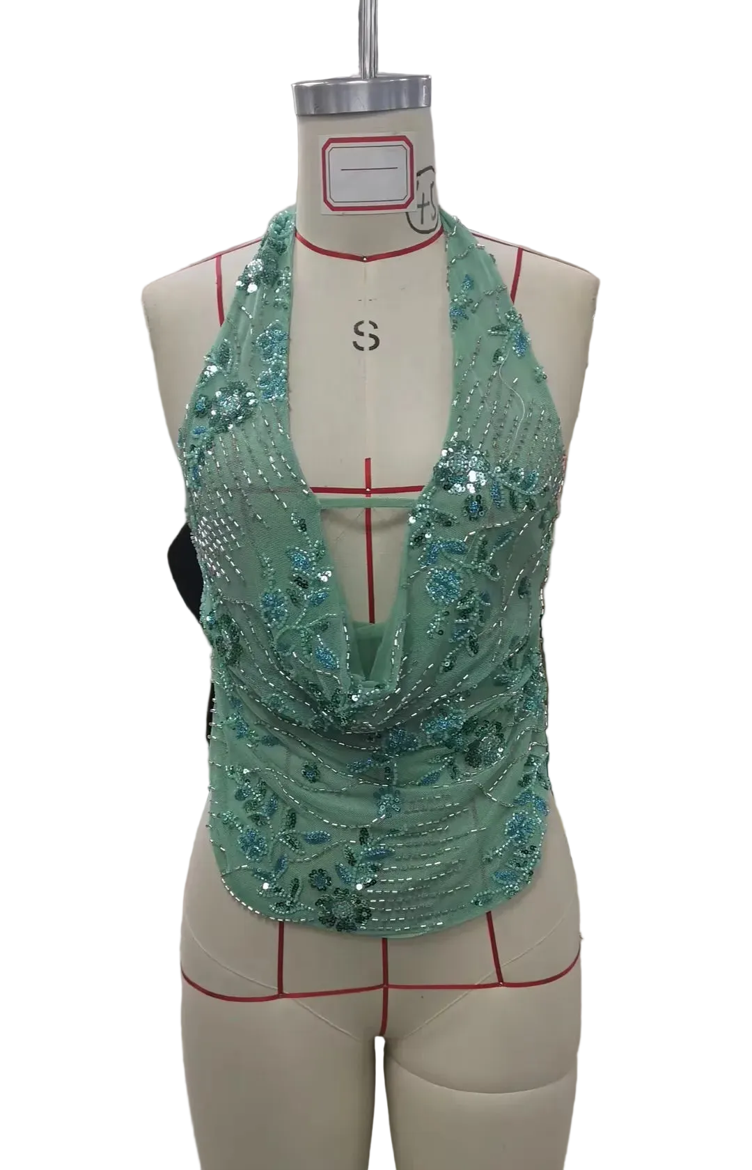 V Neck Sequin Top
