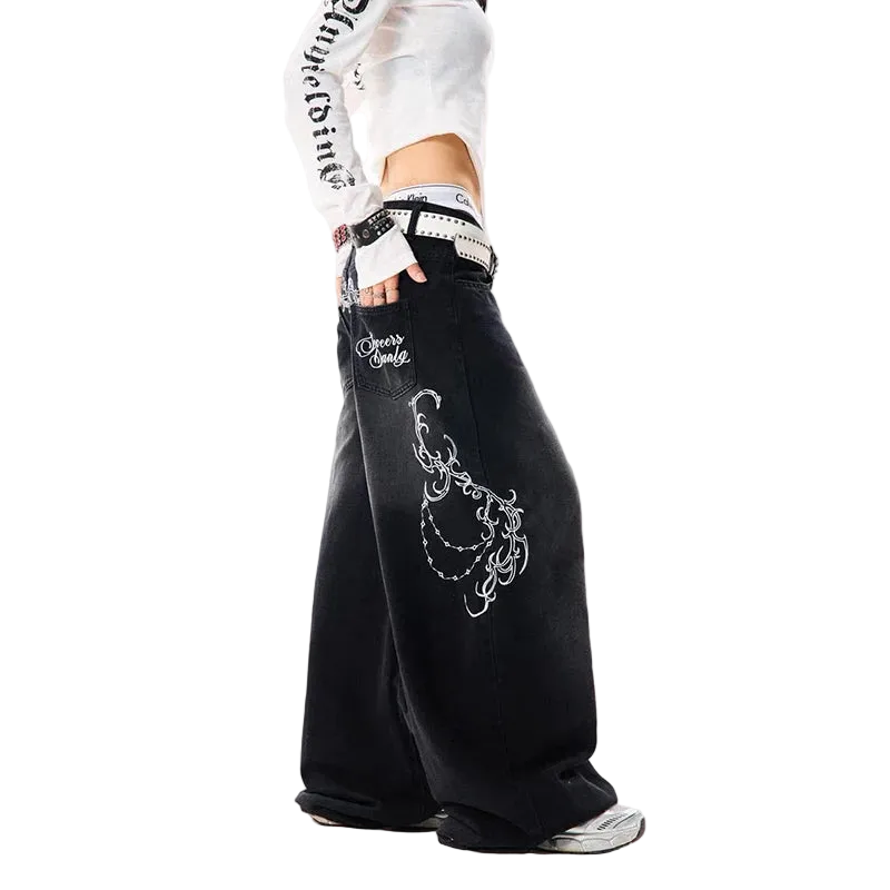Embroidery Baggy Jeans