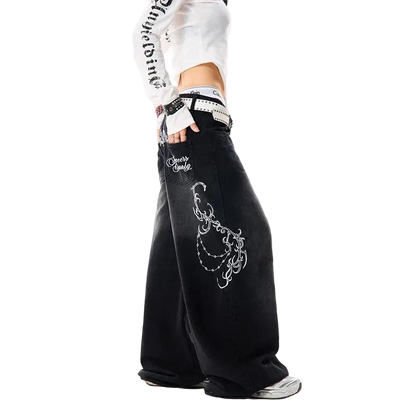 Embroidery Baggy Jeans