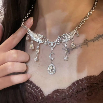 Rhinestone Wings Necklace