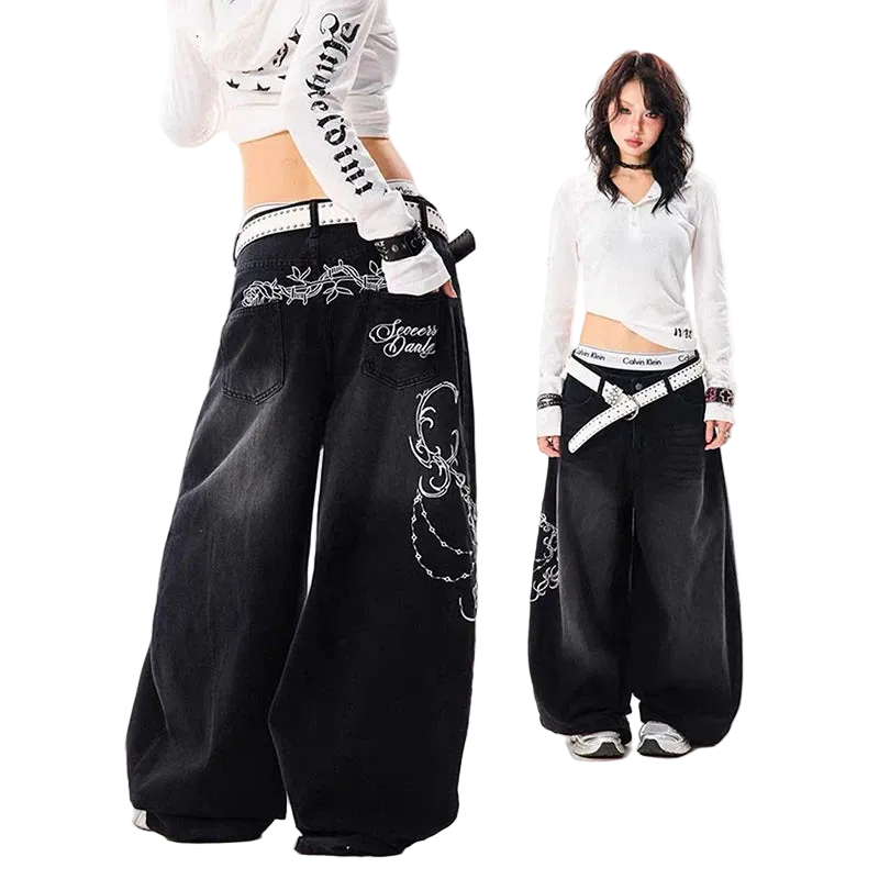 Embroidery Baggy Jeans